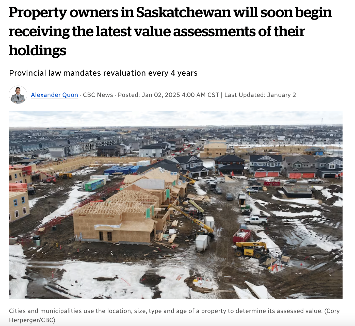 萨斯喀彻温省的房主将很快收到其房产最新的价值评估报告。