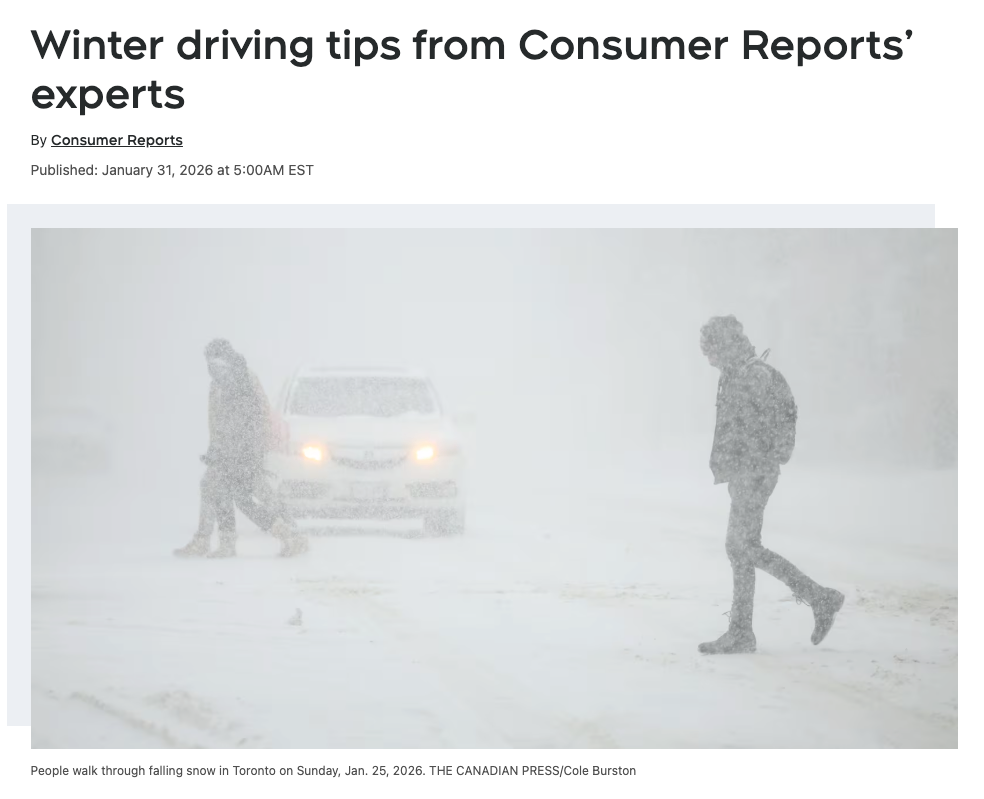 《消费者报告》专家给出的冬季驾驶建议