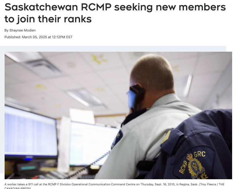 萨斯喀彻温省皇家骑警正在招募新成员