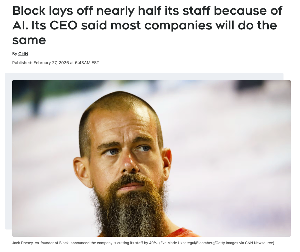 Block 因 AI 裁掉近一半员工,CEO 表示大多数公司都会这样做