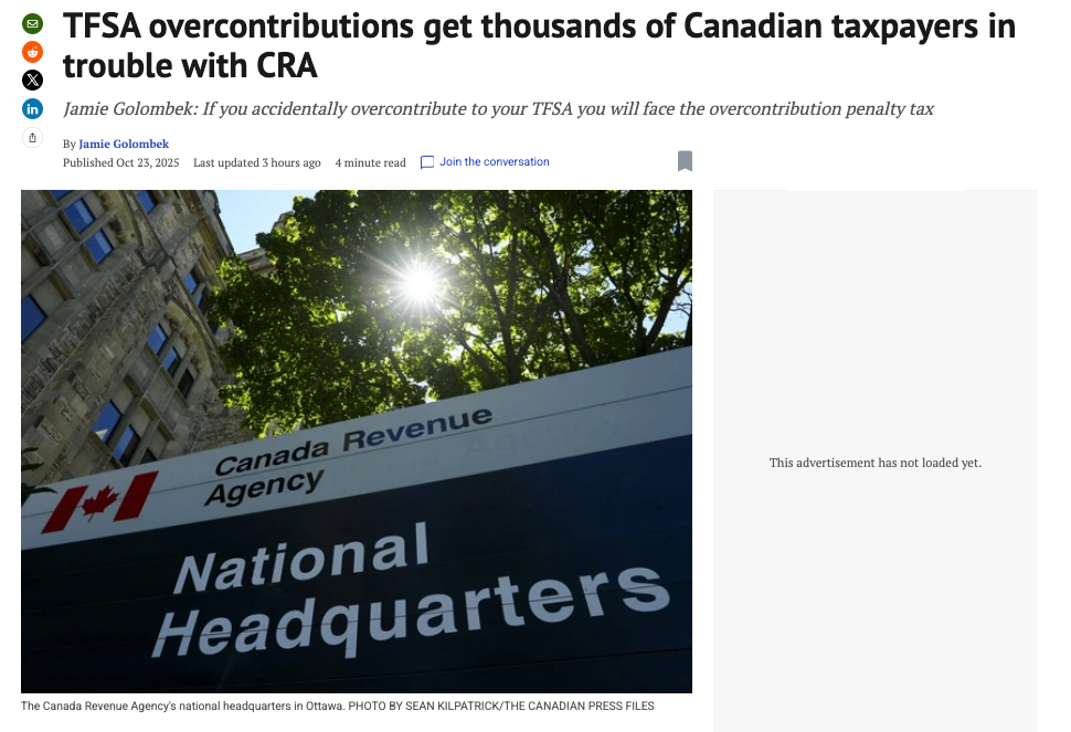 🇨🇦 TFSA 超额供款让成千上万加拿大纳税人陷入麻烦