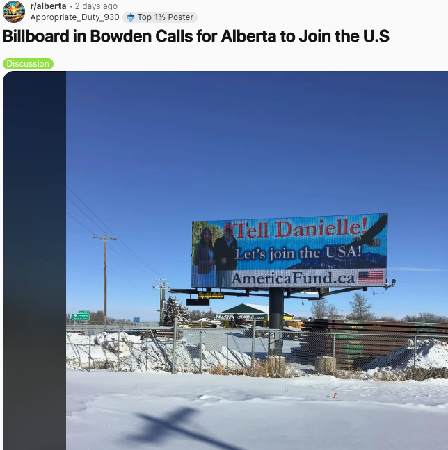 卡尔加里突现巨型广告，要求加入美国成为51州，网友怒喷“恶心叛徒”