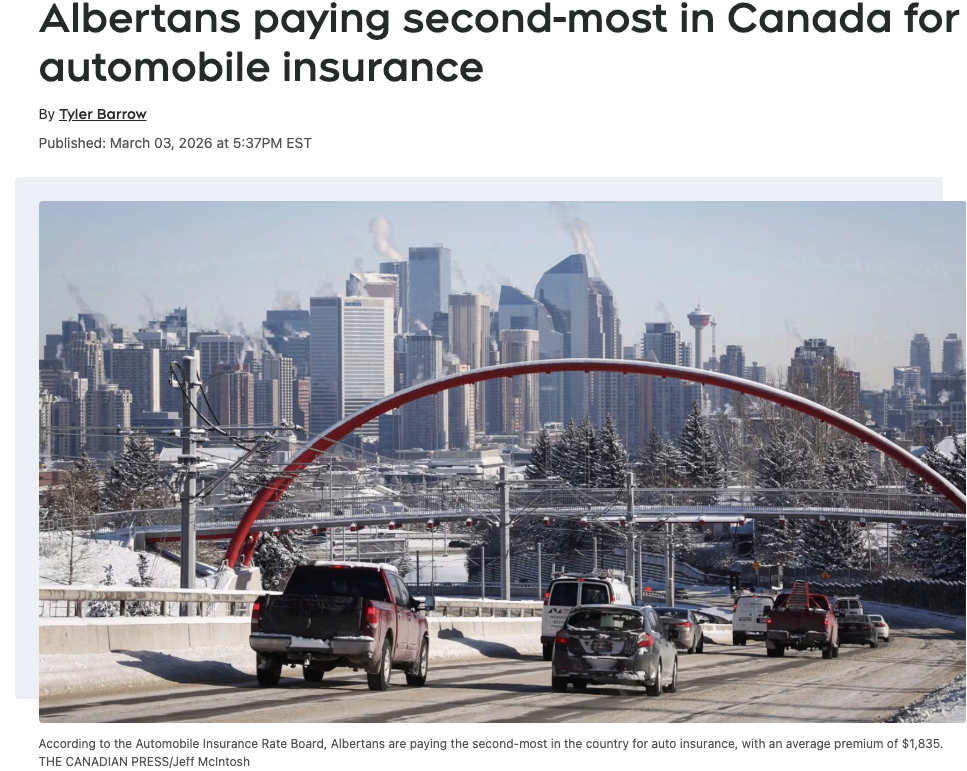 阿尔伯塔省汽车保险费用在加拿大排名第二高