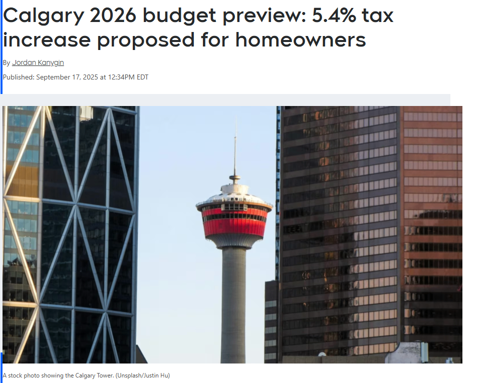 卡尔加里 2026 年预算前瞻：拟对住宅业主征收 5.4% 的房产税增幅
