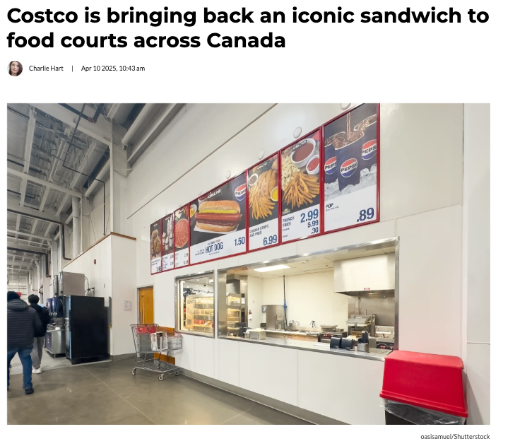 Costco将在加拿大各地美食广场重新推出一款标志性三明治