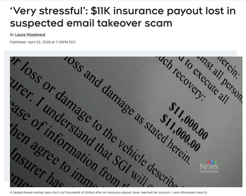 “压力非常大”：疑似邮箱被盗导致 1.1 万加元保险赔付款失踪