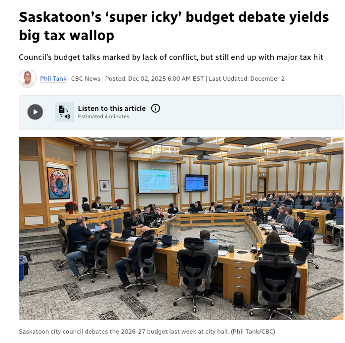 萨斯卡通‘超尴尬’预算辩论后迎来大幅加税