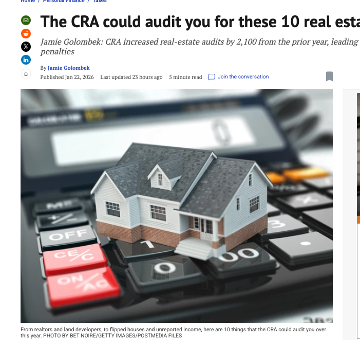 CRA可能因这 10 项房地产问题对你进行审计