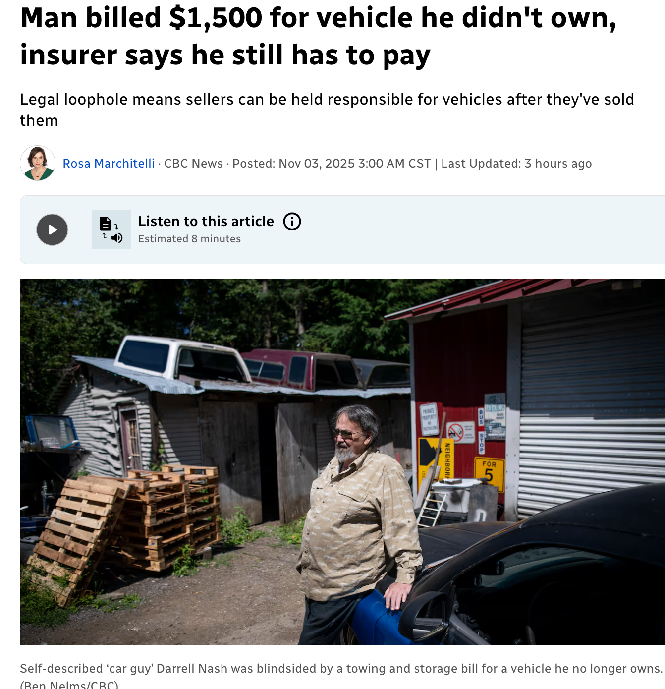 卖掉旧车竟背1,500元拖车费？保险公司：照付不误