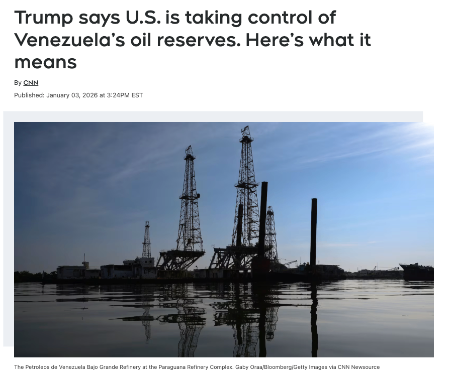 📌 综合报道:美国接管委内瑞拉石油与对加拿大能源市场的潜在影响