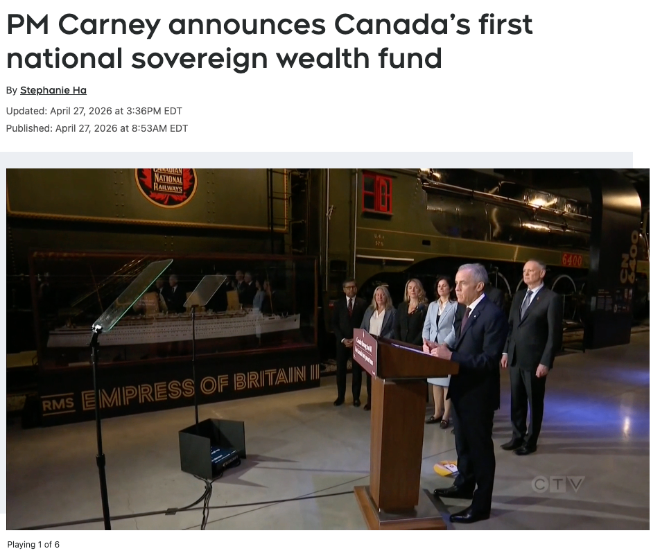 卡尼总理宣布加拿大首个国家主权财富基金