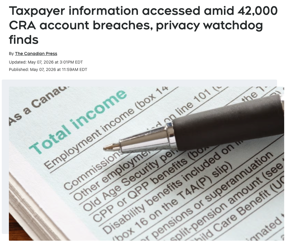 隐私监管机构发现：CRA 账户发生 42,000 起泄露事件，纳税人信息被访问