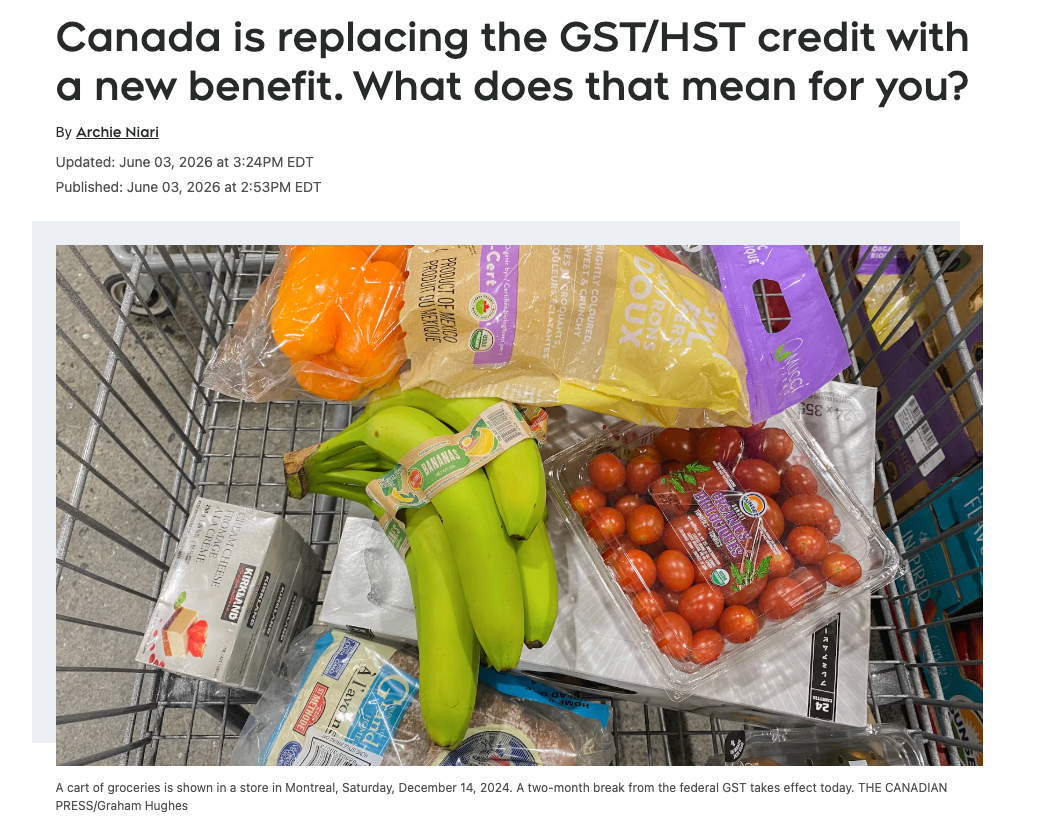 加拿大将用一项新福利取代 GST/HST 退税，这对你意味着什么？