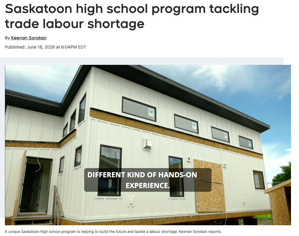萨斯卡通高中建筑课程帮助应对技工短缺