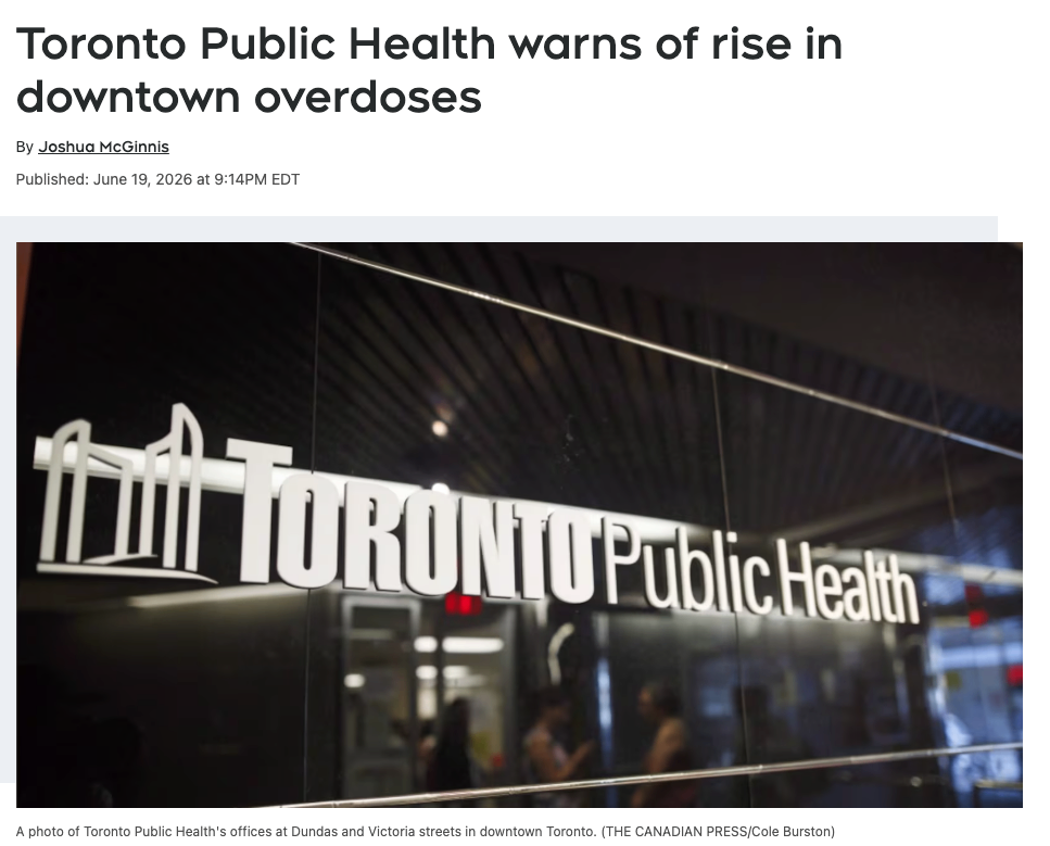 多伦多公共卫生局警告称,市中心吸毒过量事件正在增加
