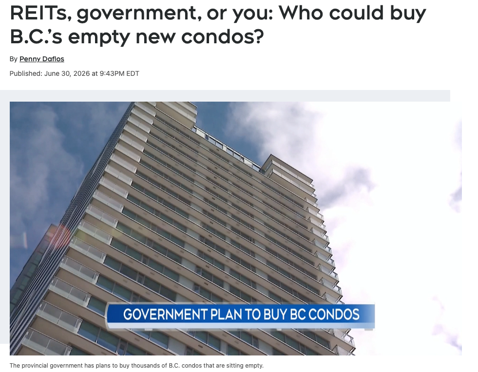REITs、政府，还是你：谁会买下 B.C. 省这些空置的新公寓？